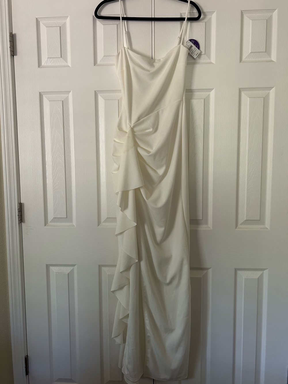 Windsor 🤍 Elegant Ivory White Ruffle Slip Gown Dress